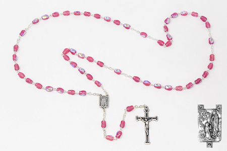 Lourdes Pink Rosary Beads.