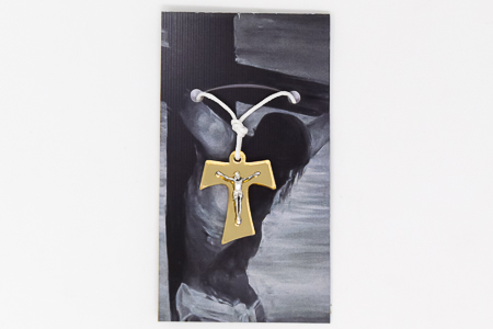 Plexiglass Tau Crucifix Rope Necklace.