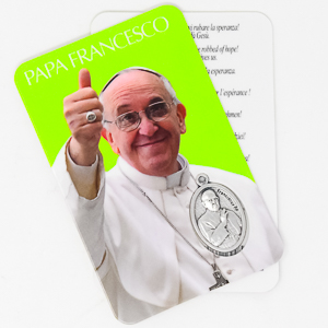 Pope Francis Laminated Prayer Card & Medal.