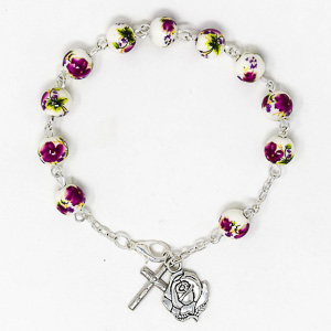 Porcelain Lourdes Rosary Bracelet.