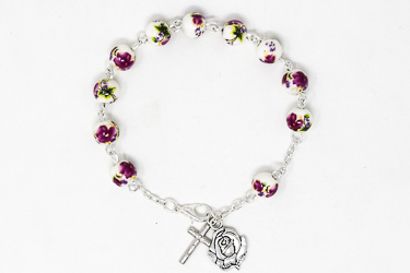 Porcelain Lourdes Rosary Bracelet.