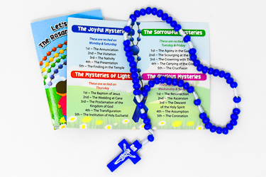 Rosary Booklet & Blue Wooden Rosary.
