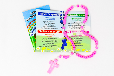 Rosary Booklet & Pink Wooden Rosary.