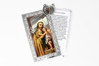 Prayer Card to St Joseph with Medal.