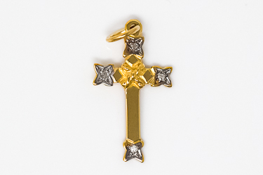 Real Sapphire with Diamonds Gold Cross.