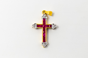 Real Ruby with Diamonds Gold Cross.