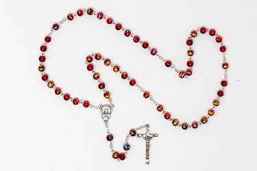Red Glass Rosary Beads.