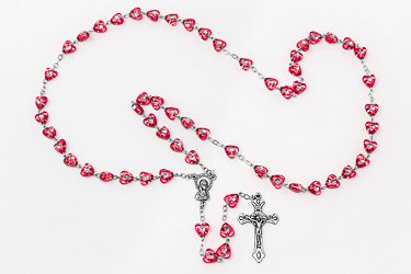 Red Virgin Mary Rosary Beads.