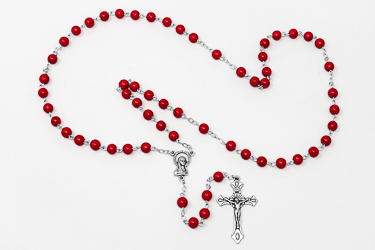 Red Italian Virgin Mary Rosary.