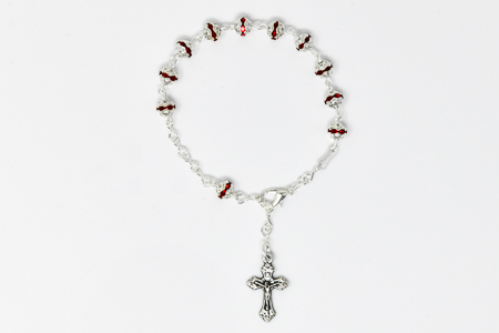 Red Crystal Rosary Bracelet.