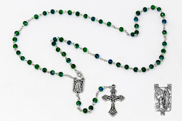 Lourdes Green Rosary Beads.