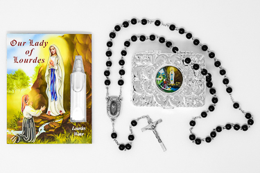 Rosary Gift Set with Lourdes Water Vial.