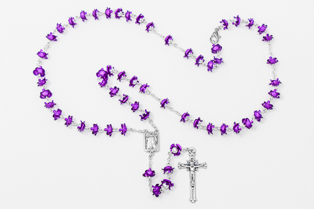 Rose Metal Purple Lourdes Rosary.