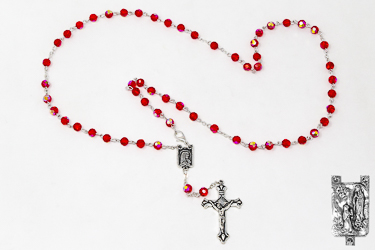 Ruby Crystal Rosary Beads.