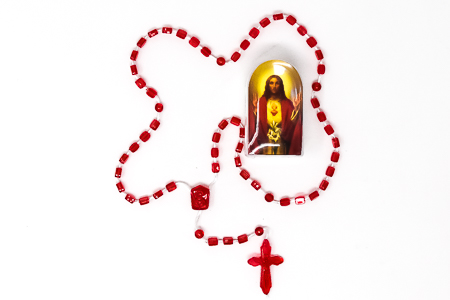 Sacred Heart of Jesus Rosary in a Perspex Box.