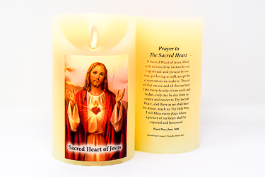 Sacred Heart of Jesus Wax Candle.