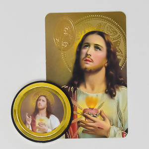 Sacred Heart of Jesus Car Magnet & Prayer Card.