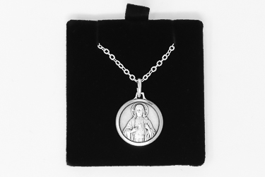 Silver Sacred Heart of Jesus Necklace.