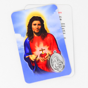 Sacred Heart of Jesus Prayer Card & Medal.