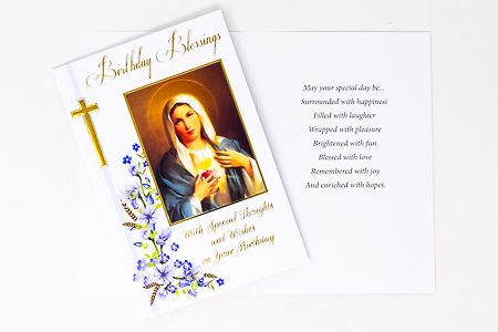 Sacred Heart of Mary Birthday Card.