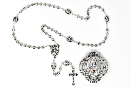 Sacred Heart of Mary Metal Rosary