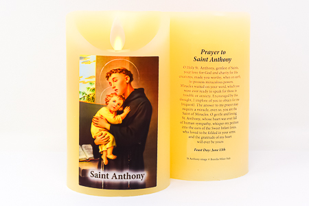 Saint Anthony Wax Candle.