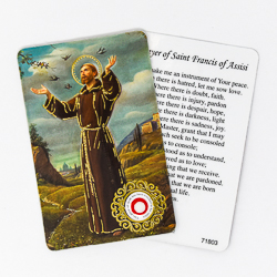 Saint Francis Prayer Card with Relic.
