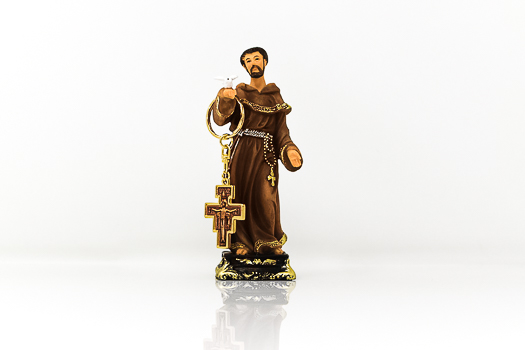 St Francis of Assisi Statue and Gold Key Chain