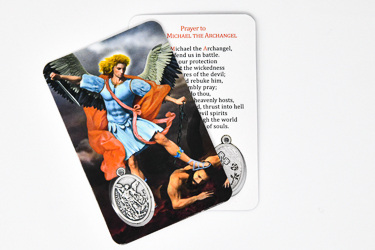 Saint Michael Laminated Prayer Card & Medal.