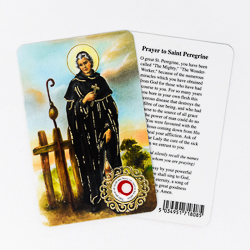 Saint Peregrine Prayer Card with Relic.