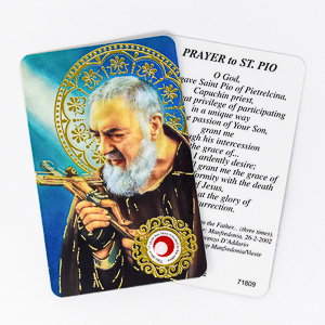 Saint Pio Prayer Card with Relic.