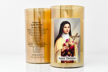 Saint Theresa Candle in a Jar.