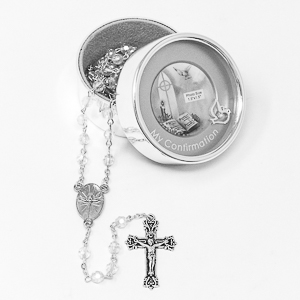 Silver Plated Confirmation Rosary Photo Box.