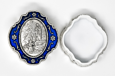 Lourdes Silver Rosary Box
