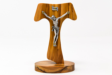 Solid Olive Wood Standing Crucifix.