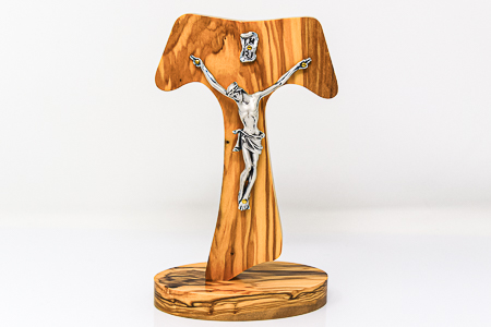 Solid Olive Wood Standing Crucifix