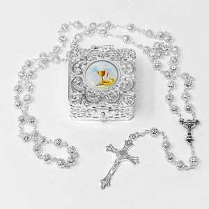 Communion Rosary & Matching Rosary Box