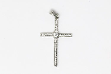 Silver Cross with Cubic Zirconium Stones.