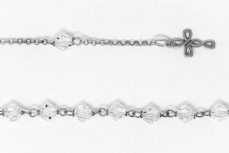 White Swarovski Crystal 925 Silver Rosary