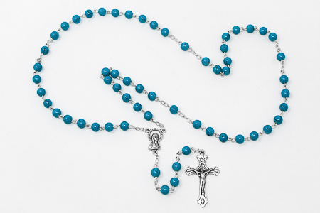Turquoise Italian Virgin Mary Rosary.