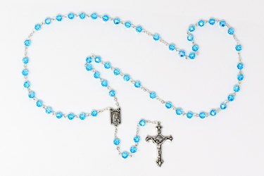 Turquoise Crystal Catholic Rosary Beads.