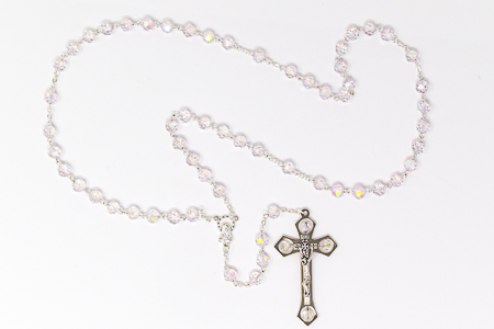 Crystal Virgin Mary Rosary Beads.