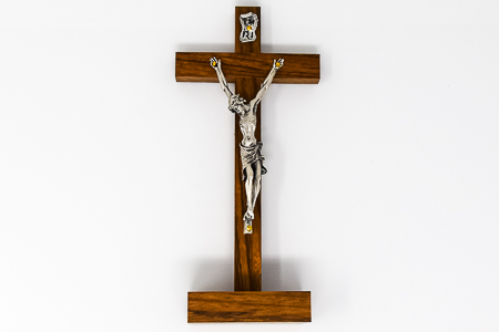 Walnut Wood Standing Crucifix.