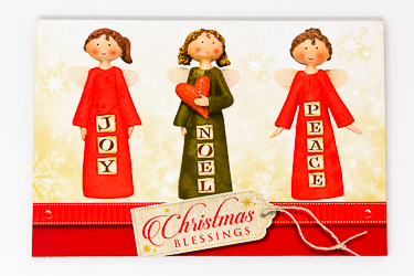 Christmas Card Plaque Peace Joy Noel.