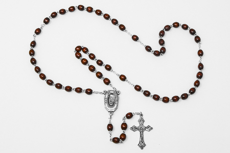 Wooden Lourdes Water Rosary Beads.