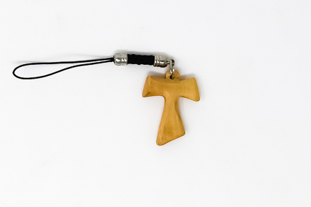 Wooden Cross Mobile Phone Charm.