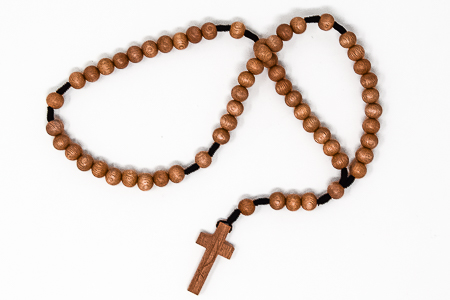 Rose Wood Corded Pax Rosary Beads.