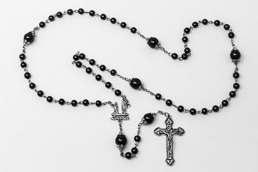 Lourdes Hematite Rosary Beads.