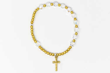 925 Gold Crystal Rosary Bracelet..
