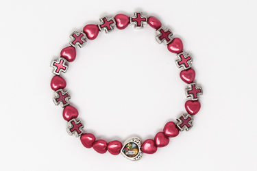 Single Decade Heart Rosary Bracelet.